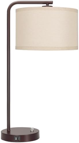 25" Tall Table Lamp with USB C+A Ports, Fully Stepless Dimmable Modern M...