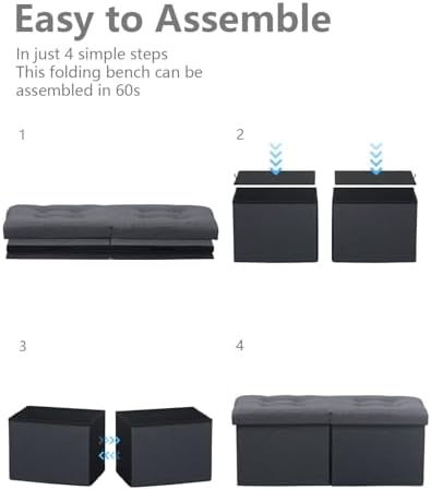 AmasSmile Footrest Ottoman Storage Bench,34" Linen Folding Chest,Gray