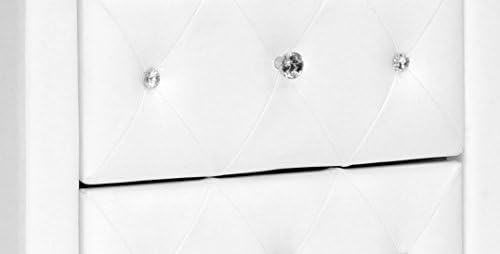 Baxton Studio Stella Crystal Tufted Upholstered Modern Nightstand, White