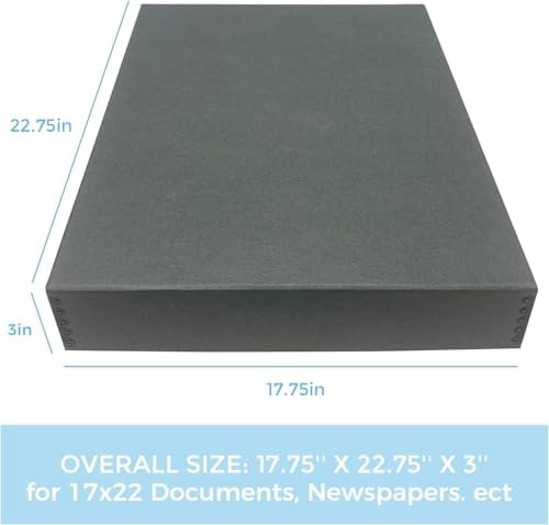 Lineco Museum Archival Storage Box, Drop Front, 17.75x22.75x3 in, Gray