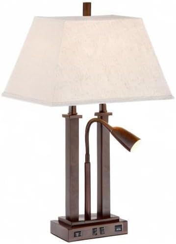 Deacon 26" Tall Desk Lamp Gooseneck USB and Outlet Bronze Brown LED Modern