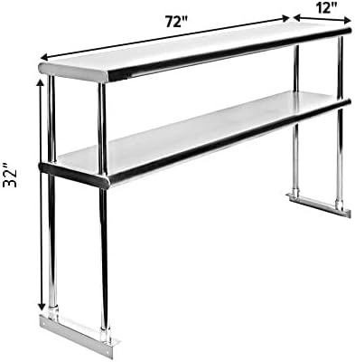 72"x12" Stainless Steel Double Overshelf, NSF