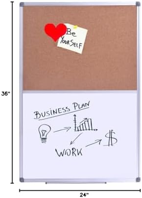 Magnetic White Board and Cork Board Combo for Wall, 36 x 24 Inch