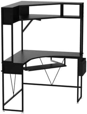 SEDETA 39" Spacious Corner Desk with Hutch, Storage for Small Space, Black