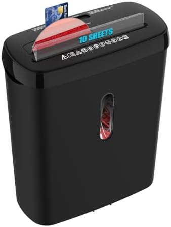 Home Office Paper Shredder,Woolsche 10-Sheet Strip Cut with 3.17-Gallon Baske...