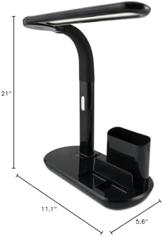 OttLite Pivoting Bankers LED Desk Lamp with USB Charging Port, Black
