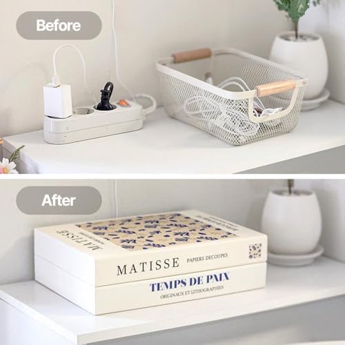 Book Shape Decorative Cable Management Box - Expandable Cable Organizer Box w...