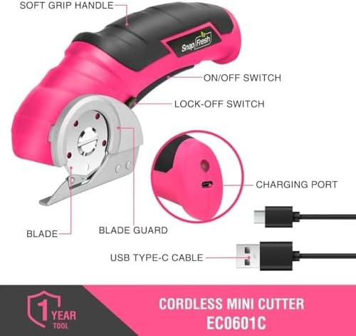 SnapFresh Cordless Electric Scissors, 4V Rechargeable Electric Box Cutter for...