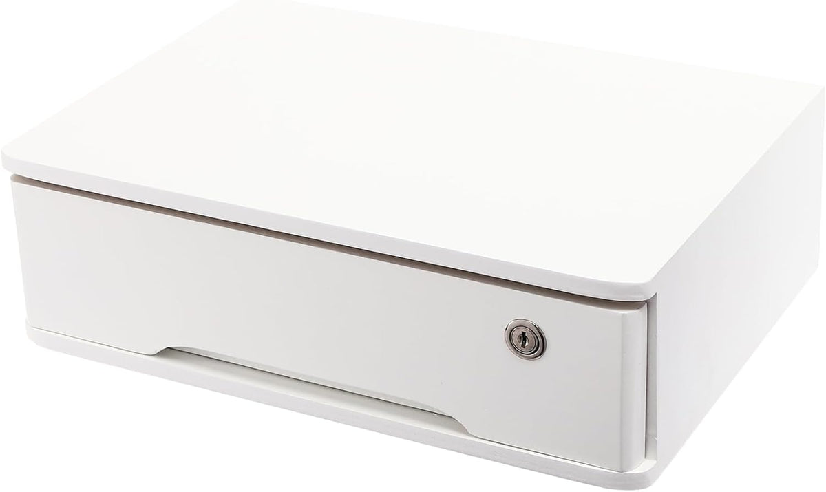 Wood Desk Organizer with Drawers, Lockable Desktop Countertop Storage Cabinet...