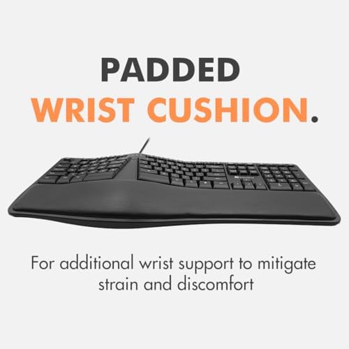 X9 Wired Ergonomic Keyboard with Cushioned Wrist Rest - Type Comfortably Long...