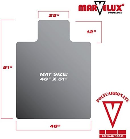 Marvelux Polycarbonate Office Chair Mat for Medium Pile Carpets, 48" x 5...