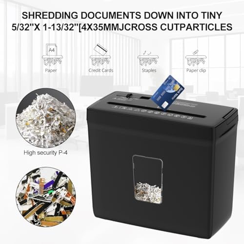 Woolsche Paper Shredder for Home,5 Sheet Desktop Cross Cut with 2.38-Gallon B...