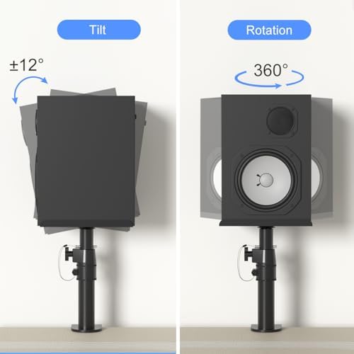 suptek Clamp-on Speaker Stand Desk Mount Set, Height Adjustment, Tilt, Swivel...