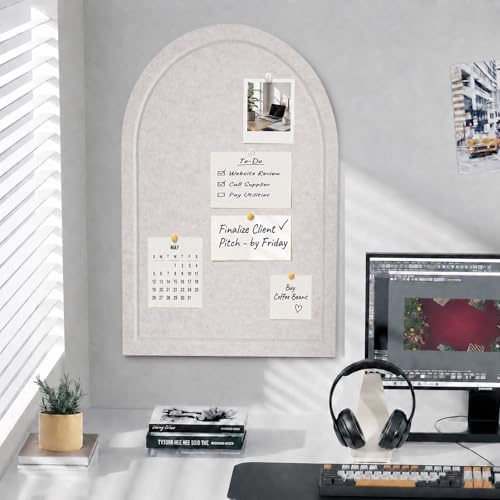 Arched Felt Bulletin Board 36"x24", Decorative Pin Board for Wall, ...