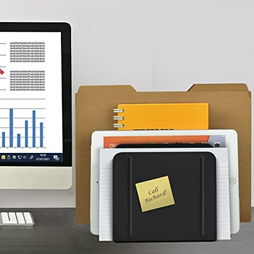 Acrimet 4 Section File Sorter Vertical, Metal Desktop Organizer, Black