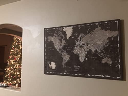 Conquest Maps World Travel Map with Pins Modern Slate Style Push Pin Travel M...