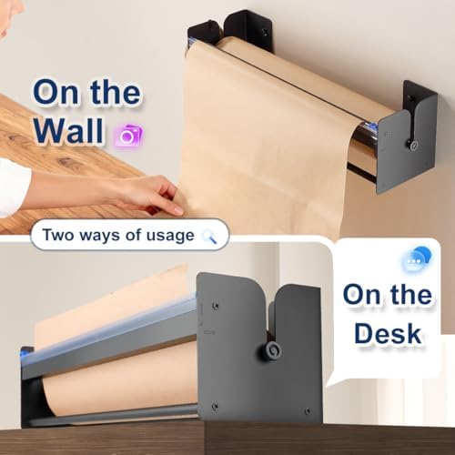 Perkhomy 18 Inch Paper Roll Dispenser and Cutter - Heavy-Duty Wall Mountable,...