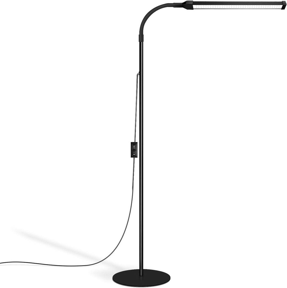 Lash Light, LED Floor Lamp, Reading Floor Lamp, Adjustable Gooseneck, 3 Heigh...