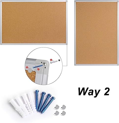 2-Pack Cork Board Bulletin Board 24 x 18, Silver Aluminium Framed Corkboard, ...