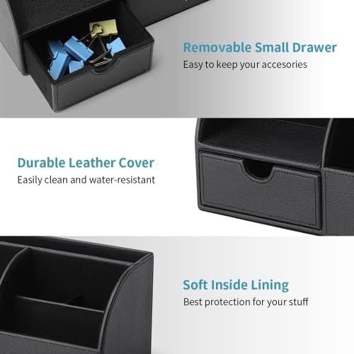 VLANDO Office Desk Organizer Leather Desktop Organizer Caddy with Drawer for ...