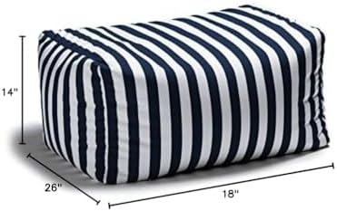 Jaxx Leon Outdoor Bean Bag Ottoman, Navy Striped