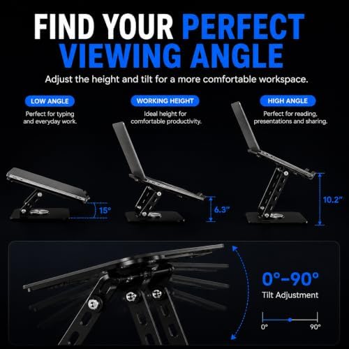 Adjustable Laptop Stand, Computer Stand with 360 Rotating Base