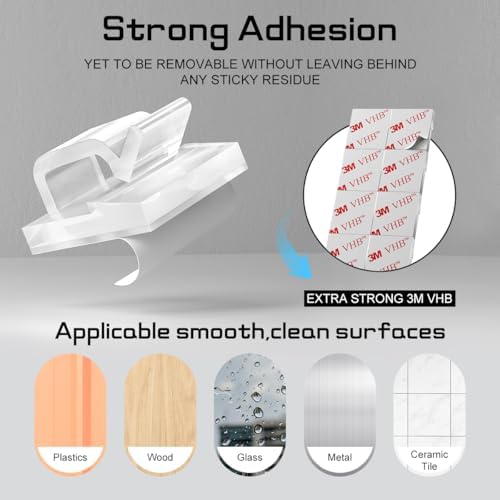 KGROTE 100PCS Cable Clips, Adhesive Wire Clips Strong Cord Clips Wire Holders...