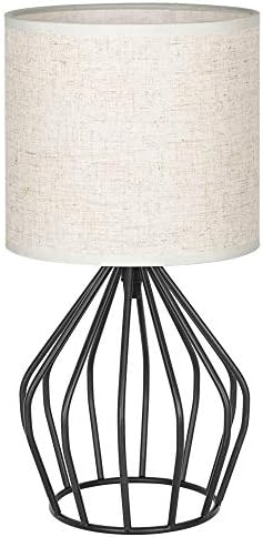 HAITRAL Black Modern Table Lamp - Minimalist Small Bedside Lamp,13.8 Inch
