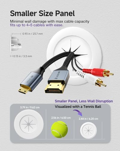 VCELINK in-Wall Cable Management Kit, 2.44" (62 mm) Mini Wall Cord Hider...