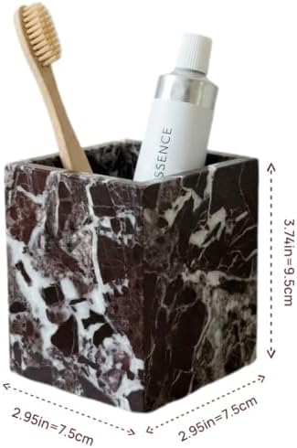 Natural Marble Pen Holder, Square Desk Organizer, Marble Toothbrush Holder, M...