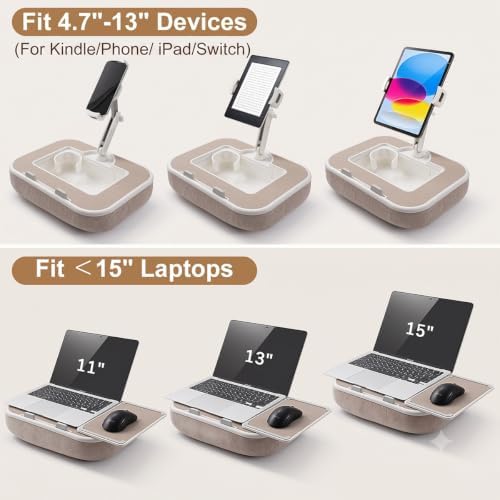 Tablet Pillow Stand with Snack Bowl and Writing Board, 360° Rotating Phone Ho...