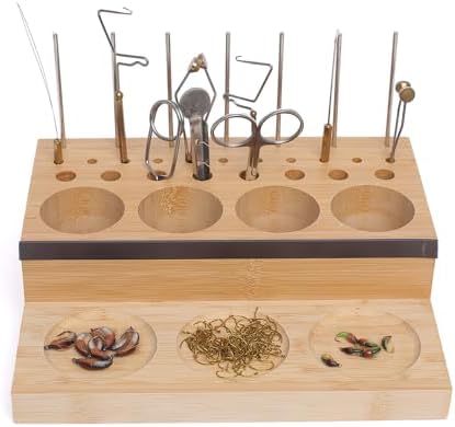 Raprance Wooden Fly Tying Fishing Kit Organizer Fly Tying Tool Caddy Desktop ...
