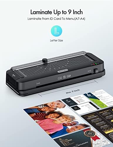 Thermal Laminator Machine and Pouches Bundle, Laminate up to 9-inch Built-in ...