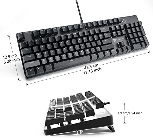 Qisan 104 Mechanical Keyboard for Gaming | Large Size USB White Backlit Gamin...