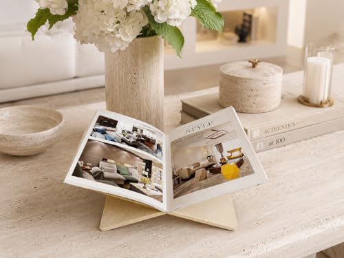 Faux Travertine Resin Book Stand, Large Open Book Holder Stand for Display &a...
