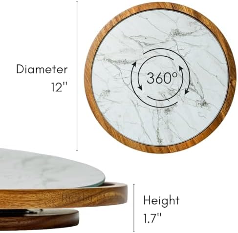 Rickby, 12" Premium Acacia Wood Lazy Susan Turntable for Table Top with ...