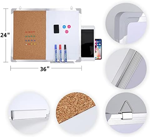 36x 24 '' Magnetic Dry Erase Board for wall Combo White Board Hanging...