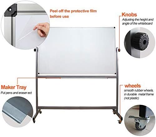 XIWODE 36x72 Large Magnetic Dry Erase Whiteboard with Stand - Double-Sided Fr...
