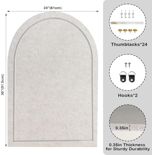 Arched Felt Bulletin Board 36"x24", Decorative Pin Board for Wall, ...