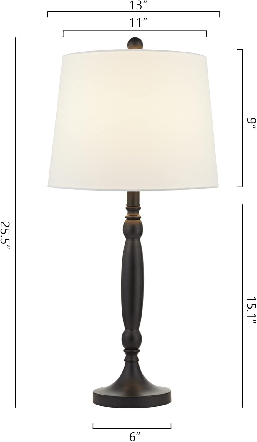 Maxax Lamp Set 3-Piece, Metal 3 Pack Table Lamps and Floor Lamp, Traditional ...