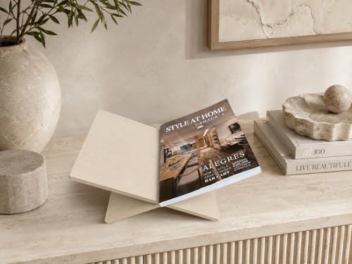 Faux Travertine Resin Book Stand, Large Open Book Holder Stand for Display &a...
