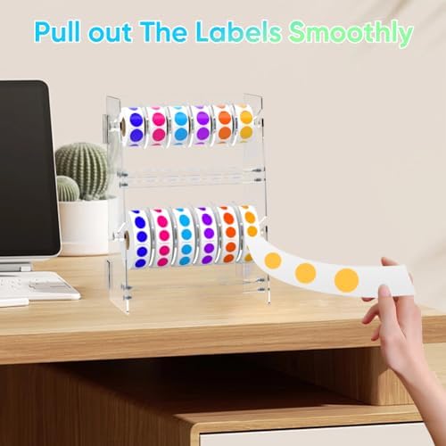 Label Dispenser 12 Disks Acrylic Sticker Dispenser Label Roll Holder(Clear)
