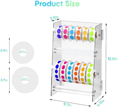 Label Dispenser 12 Disks Acrylic Sticker Dispenser Label Roll Holder(Clear)