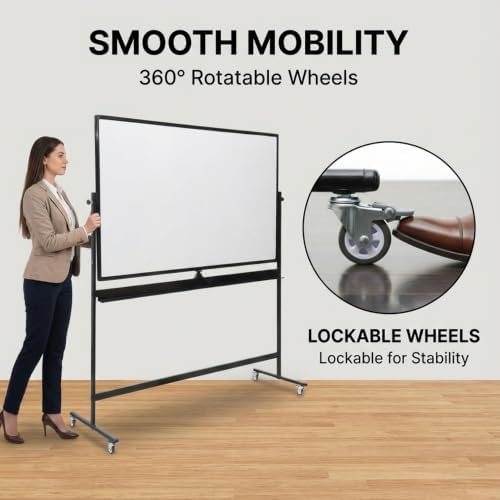 Large 72x40 Inch Mobile Whiteboard,Double-Sided Magnetic Dry Erase Board