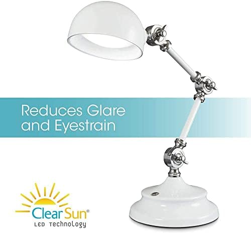 OttLite Prevention Pharmacy LED Desk Lamp with USB Charging, White