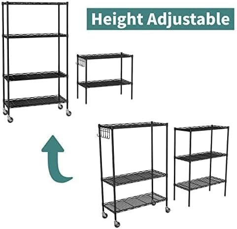 Himimi 6-Tier Storage Shelf Units, Adjustable Wire Shelving with Wheels, Meta...