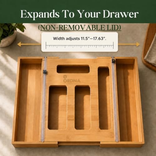 3" Slim 6-in-1 Expandable Storage Bag Organizer Kitchen Drawer - Bamboo ...