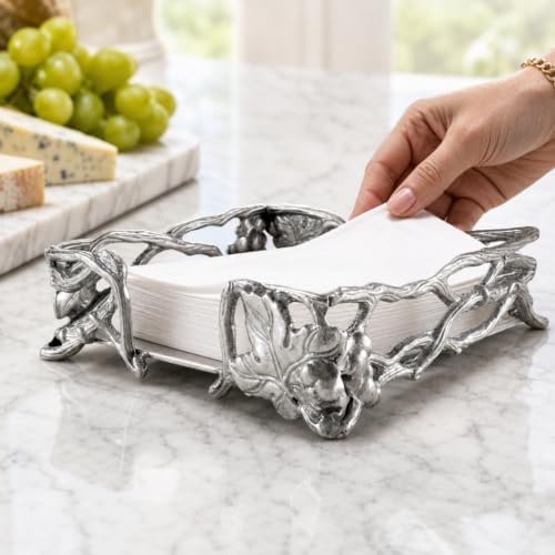 Arthur Court Grape Open Vine Napkin Holder - Durable Aluminum for Kitchen Cou...