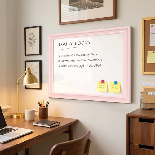 White Board for Wall, 24'' x 18'' Magnetic Dry Erase Board, Pink