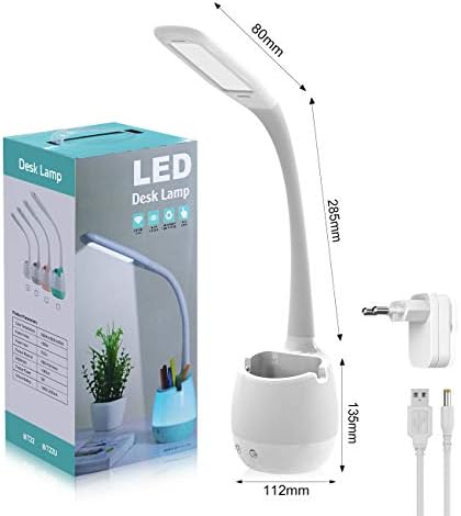 ERAY LED Desk Lamp with Pen Holder for Home Office Dorm, Touch Dimmable
